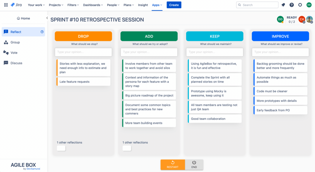 AgileBox Retrospectives - Reflections