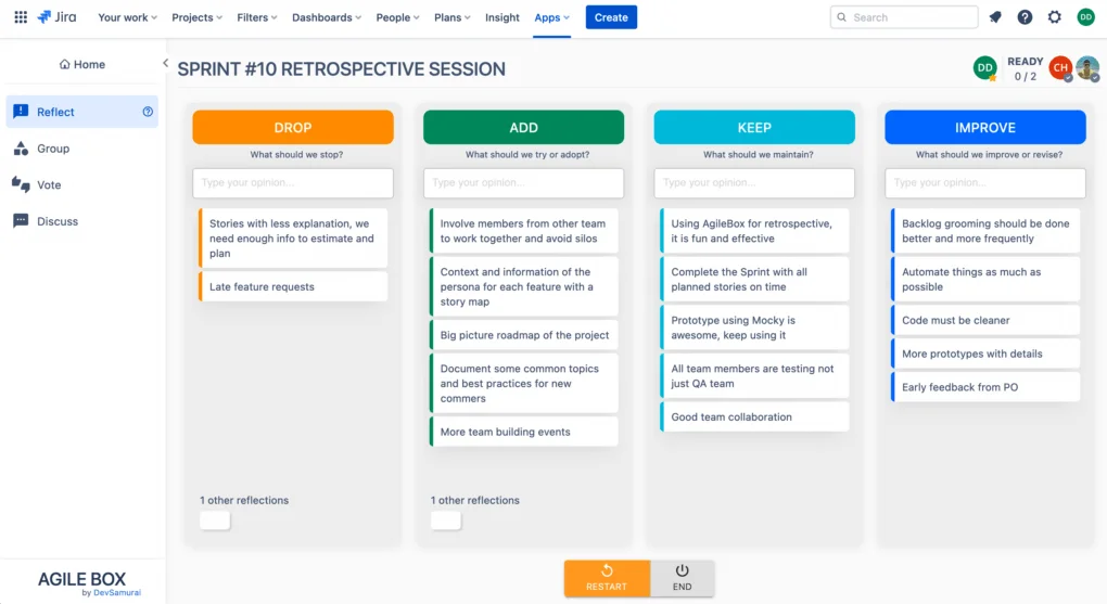 AgileBox Retrospectives - Reflections