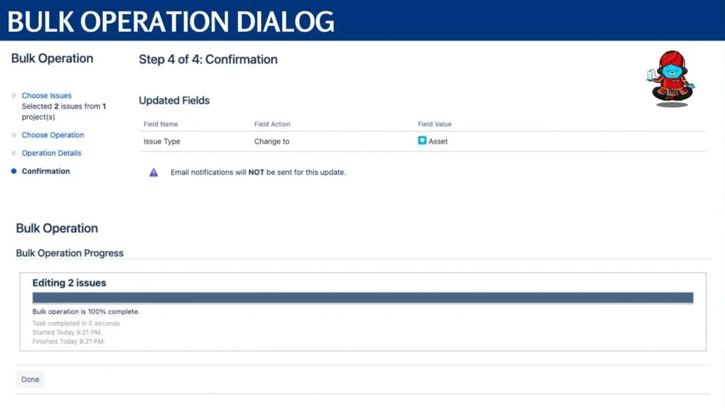 Bulk Operation dialog