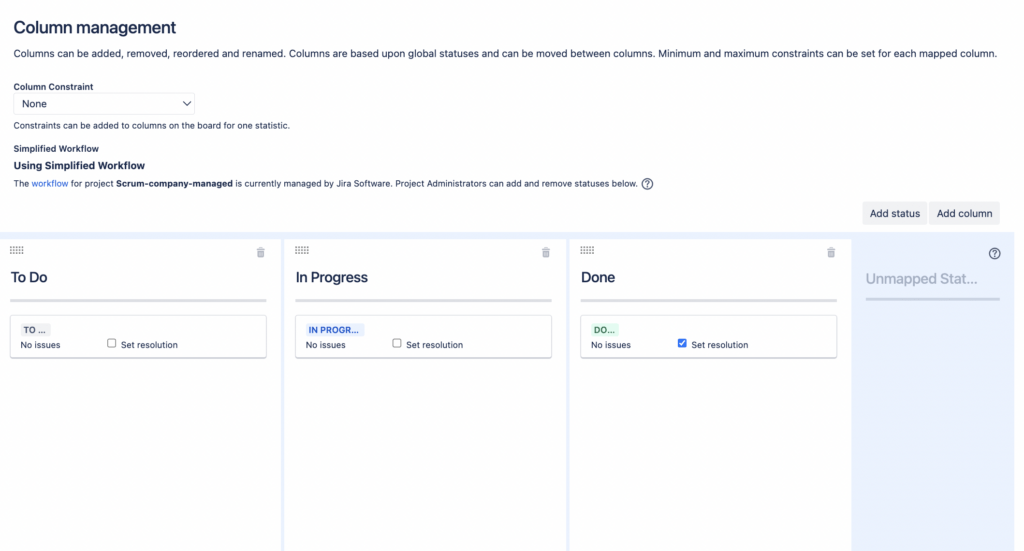 Configure a company-managed board in Jira | DevSamurai