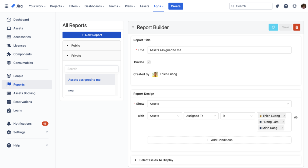 Reports in AssetIT - Asset Management for Jira