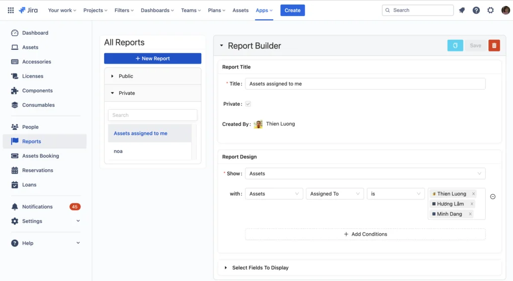 Reports in AssetIT - Asset Management for Jira