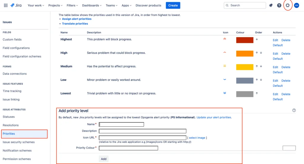 Configure Jira Priority