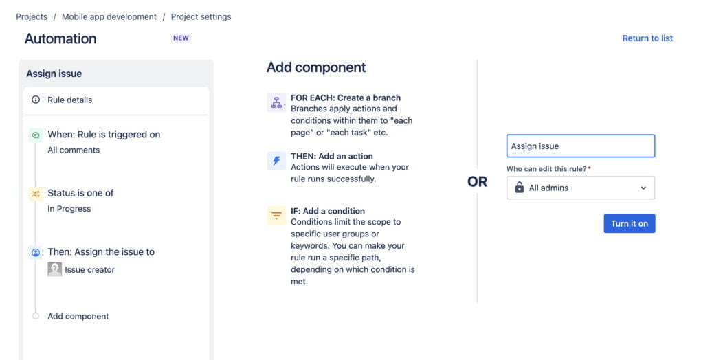 Jira Automation Rule: Name and Save