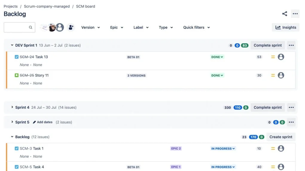 Navigating to the Sprint Planning Section
