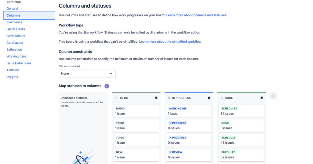 Setting Up Columns and Workflows