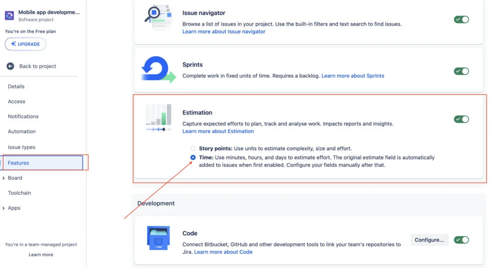 Enable estimation For team-managed project