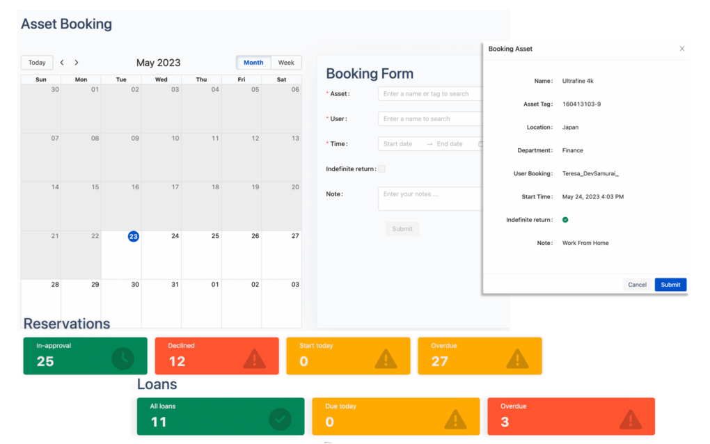 ITSM tool with asset booking system