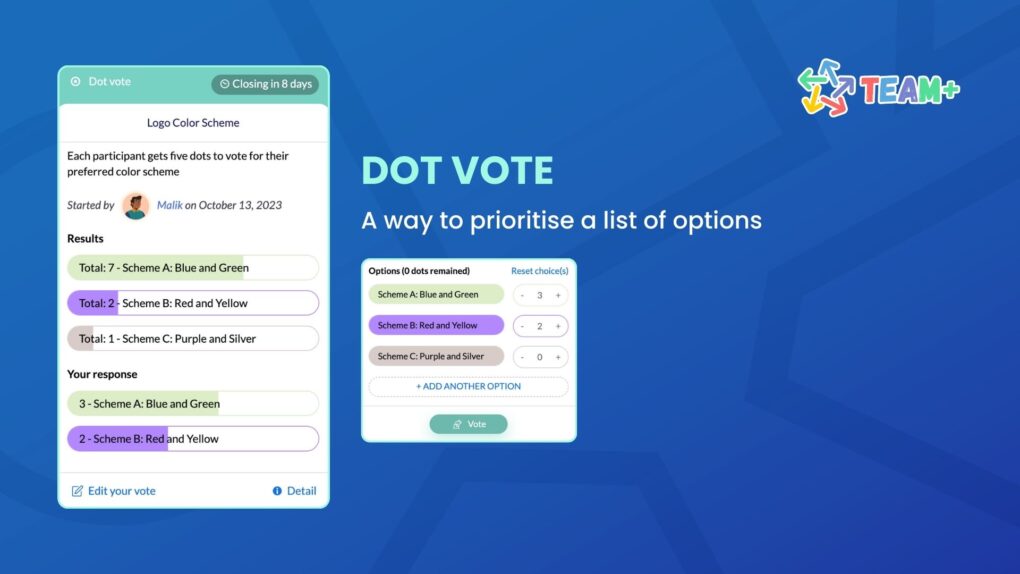 Dot Vote - A way to prioritise a list of options