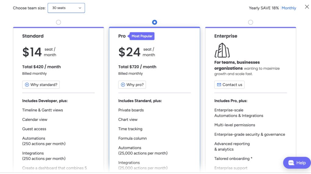 monday.com pricing