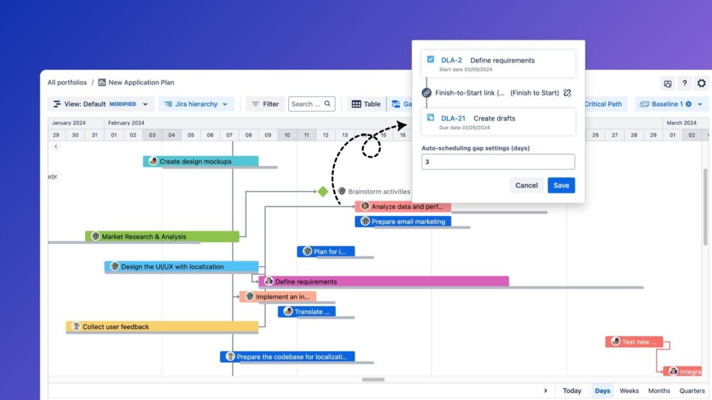 Visualize project timelines on Gantt