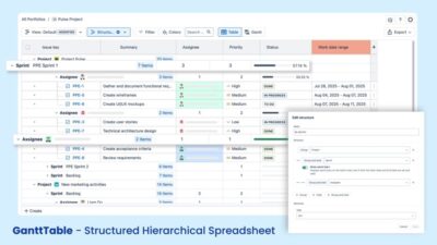 GanttTable - Structured Hierarchical Spreadsheet