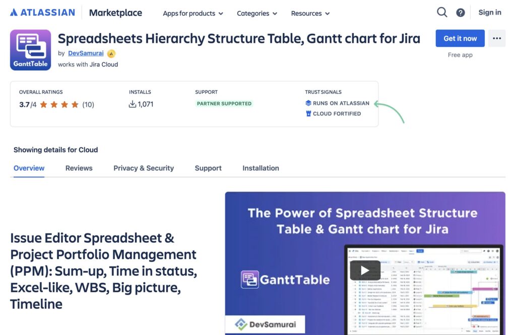 GanttTable is Run on Atlassian