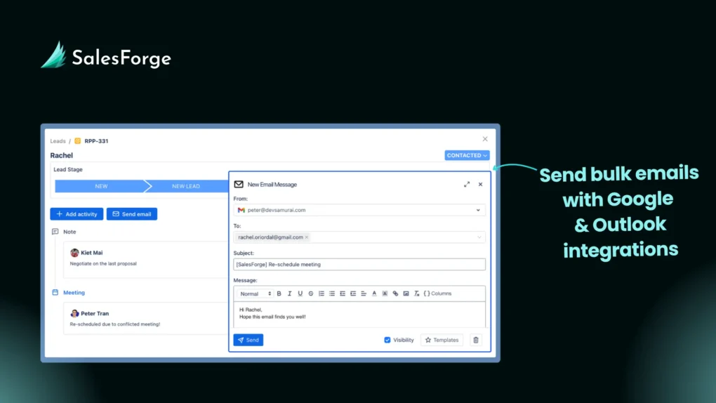 Send bulk emails with Google email and Outlook email integrations