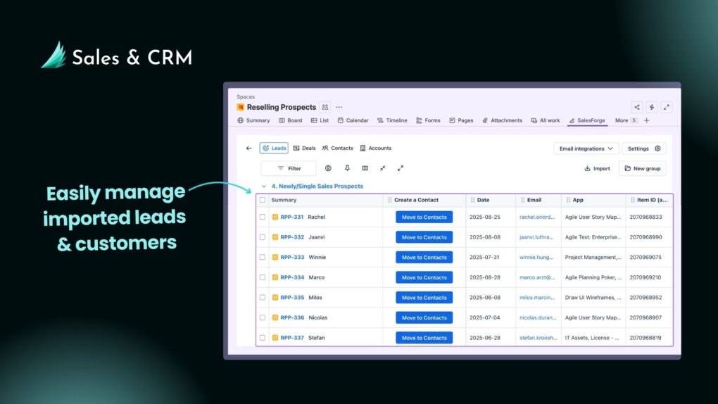 Easily manage imported leads & customers