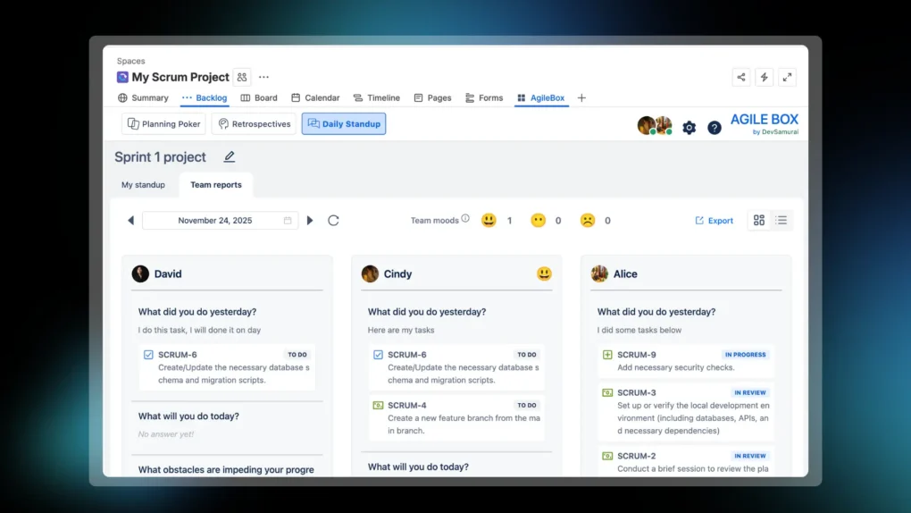 Daily Standup Meeting in Jira