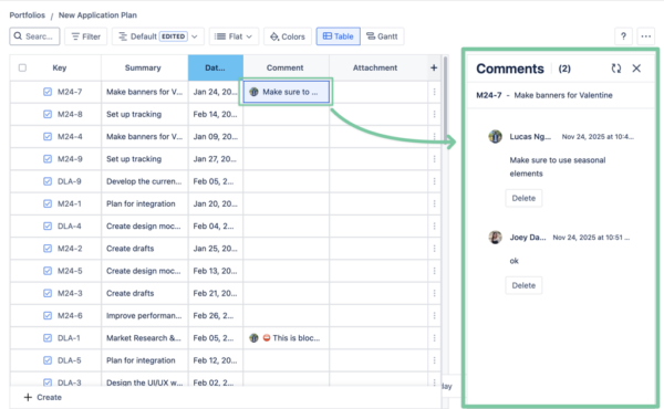 Comment column