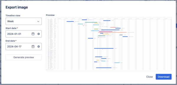 Export GanttTable as images