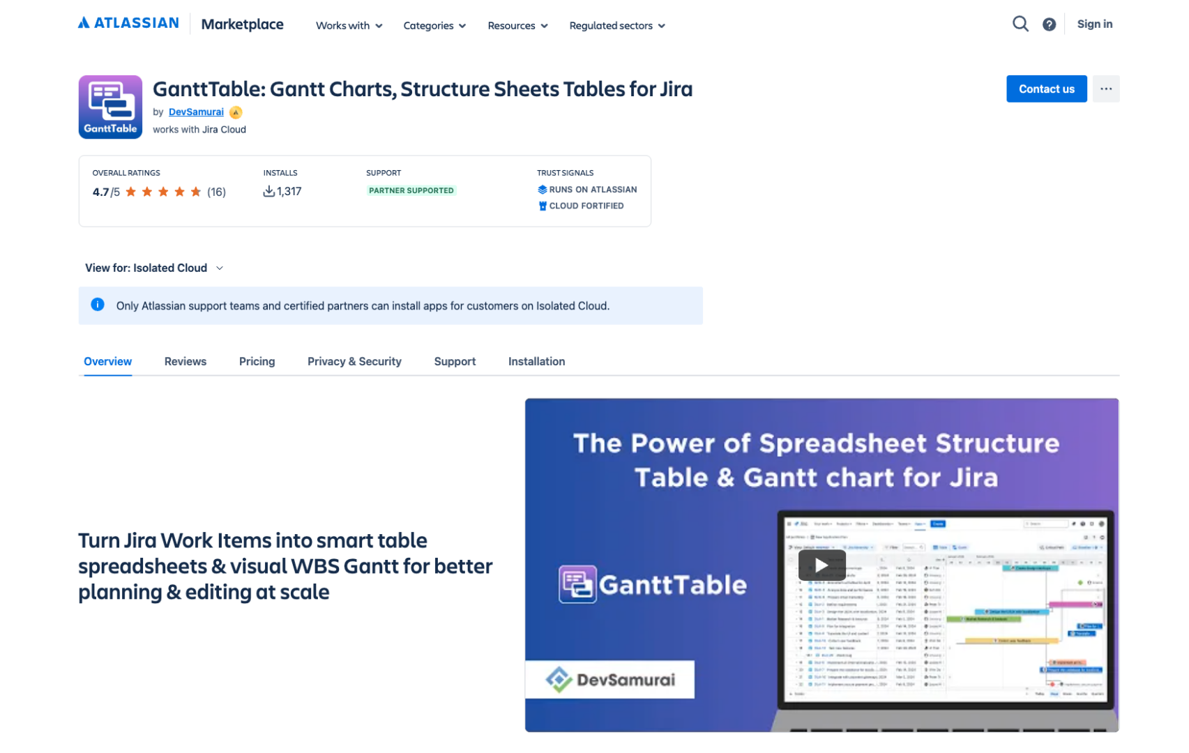 GanttTable is ready for Isolated Cloud